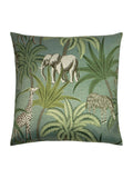 Riva Paoletti Green Jungle Parade printed polyester cushion, UK version