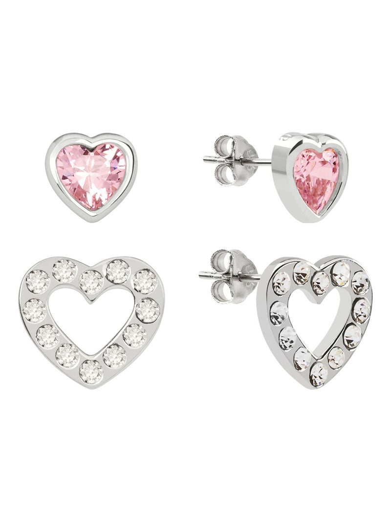 Radley Stud Earrings Pink and Clear Glass Twin Pack, imported from the UK