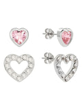 Radley Stud Earrings Pink and Clear Glass Twin Pack, imported from the UK