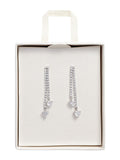 Silver tone crystal drop earrings in gift box - British product