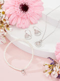 Sterling silver heart charm pearl beaded bracelet (British brand)