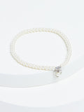 Sterling silver heart charm pearl beaded bracelet (British brand)