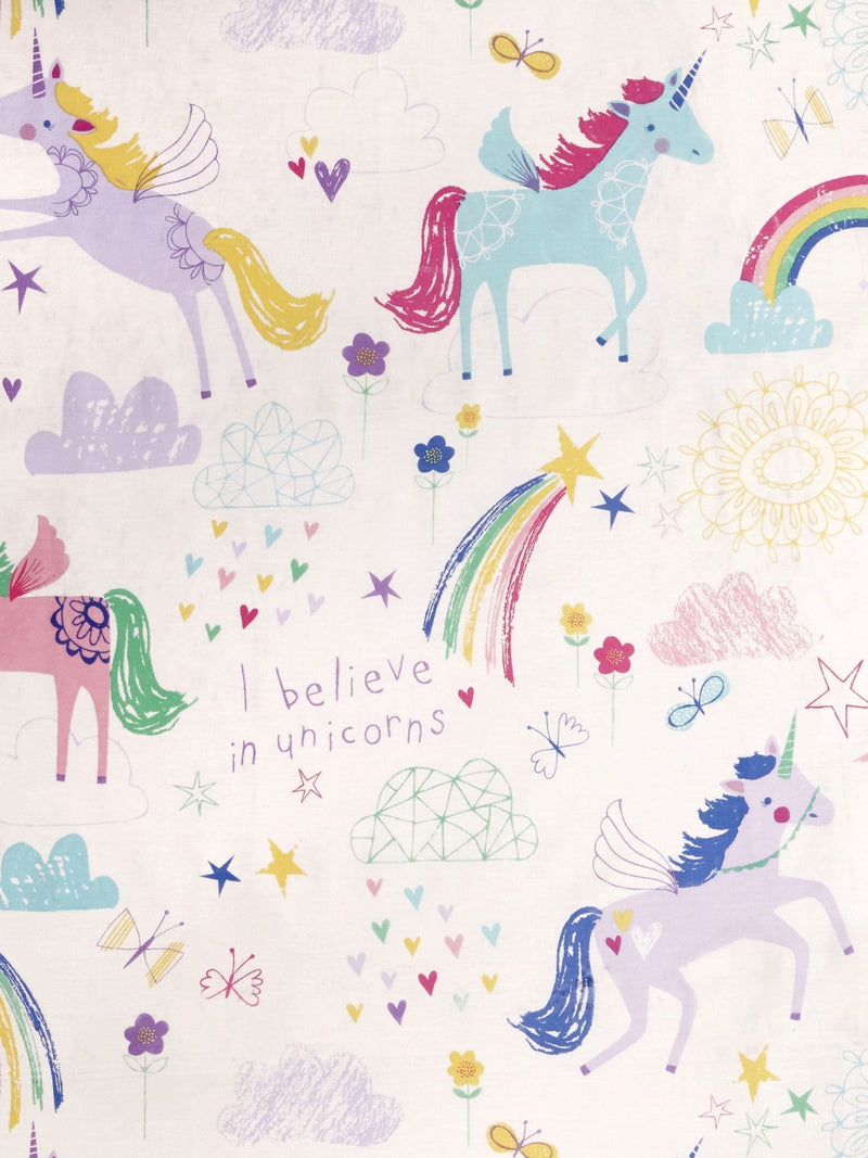 Bedlam White/Green Rainbow Unicorn Duvet Cover and Pillowcase Set