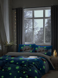 Glow-in-the-dark Blue Santa Christmas duvet cover and pillowcase set - British product