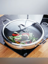 Next Stellar James Martin Silver Non Stick Wok 32cm- Buy online at McGrocer