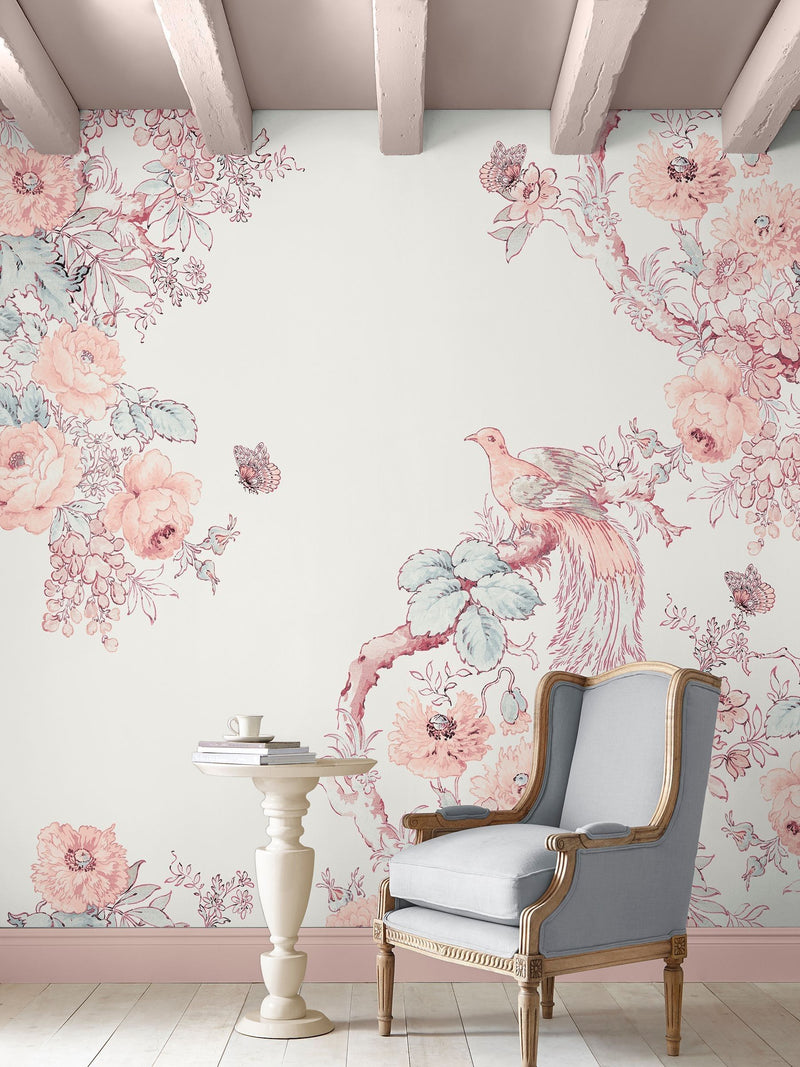 Laura Ashley pink Birtle wallpaper mural 3m, imported from the UK