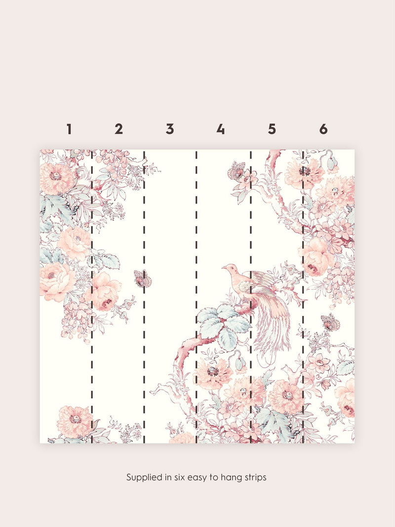 Laura Ashley pink Birtle wallpaper mural 3m, imported from the UK