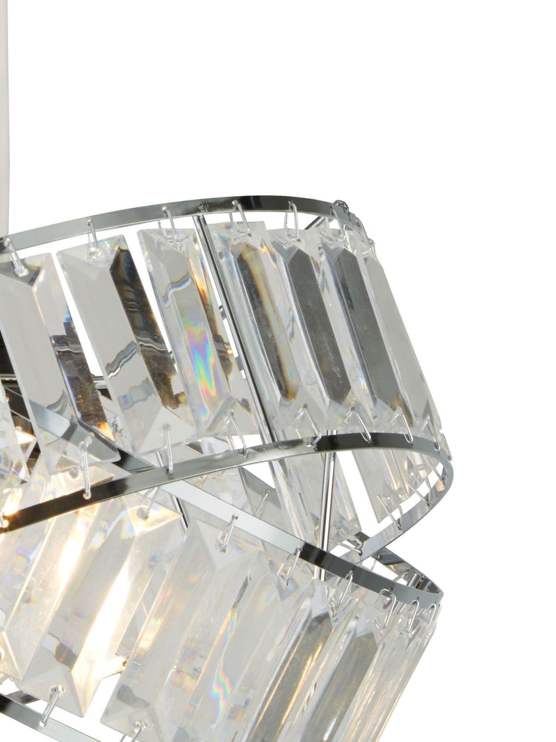 Searchlight chrome and clear acrylic ceiling shade - British product