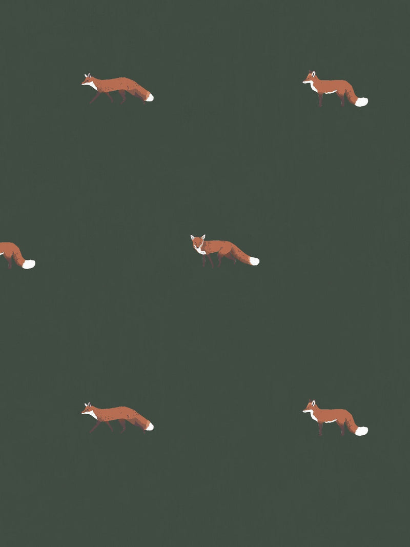 Sophie Allport Green Foxes roller blind 100% polyester, imported from the UK