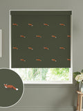 Sophie Allport Green Foxes roller blind 100% polyester, imported from the UK