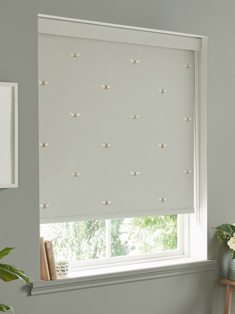 Sophie Allport bee design roller blind natural pale background - British product