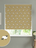 Sophie Allport roller blind ochre yellow sheep design, UK version