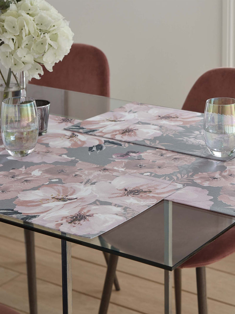 Catherine Lansfield grey dramatic floral placemats set of 2, 30x46cm each - British product