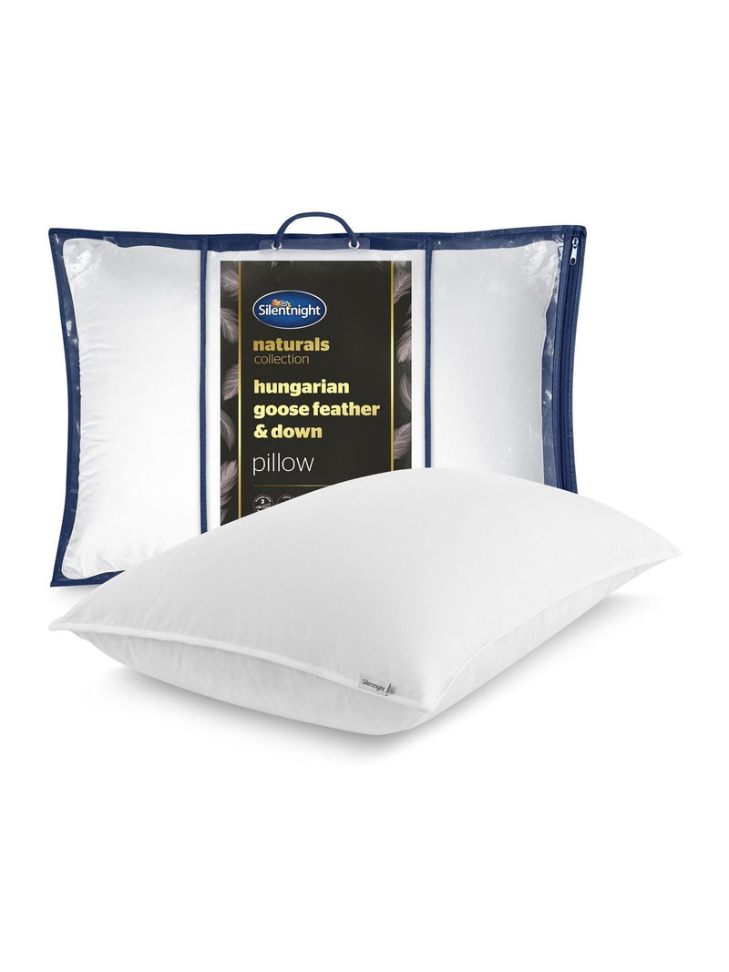Silentnight Medium Platinum Hungarian Goose Feather and Down White Pillow (British brand)