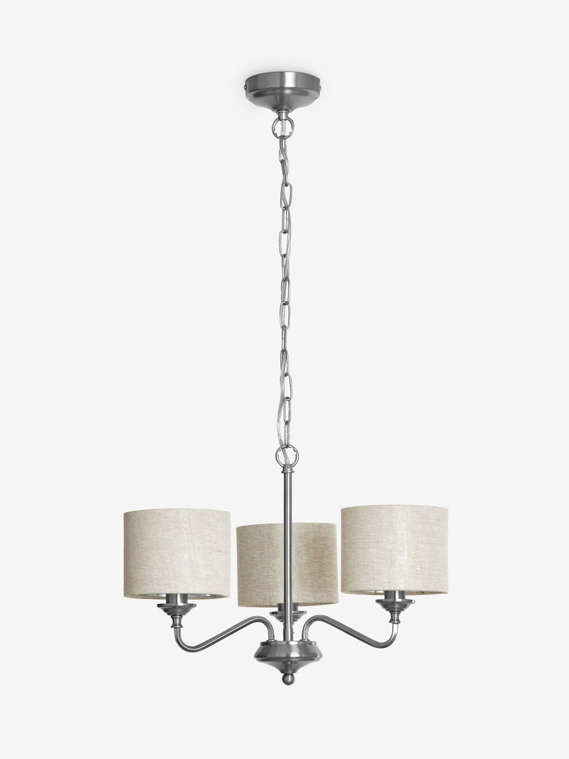Brushed Nickel Burford chandelier three light - British product
