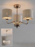 Brushed Nickel Burford chandelier three light - British product
