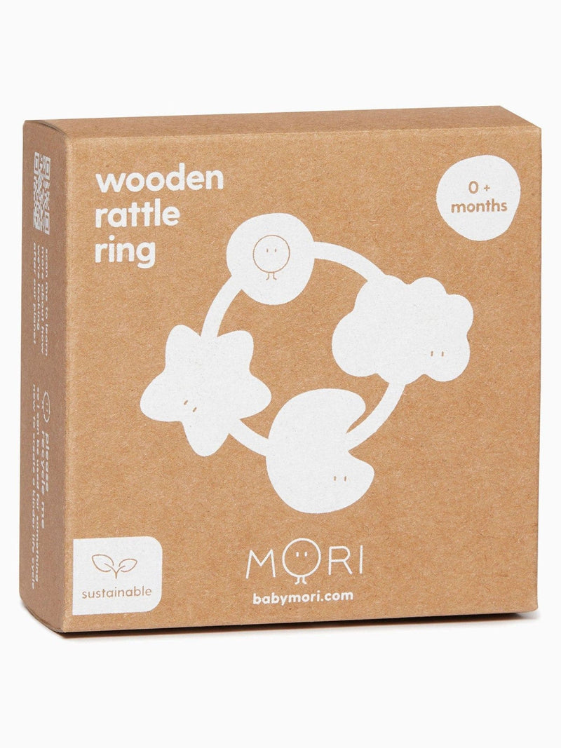 MORI natural wooden rattle ring (British brand)