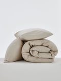 Natural easy care polycotton plain duvet cover and pillowcase set - British product