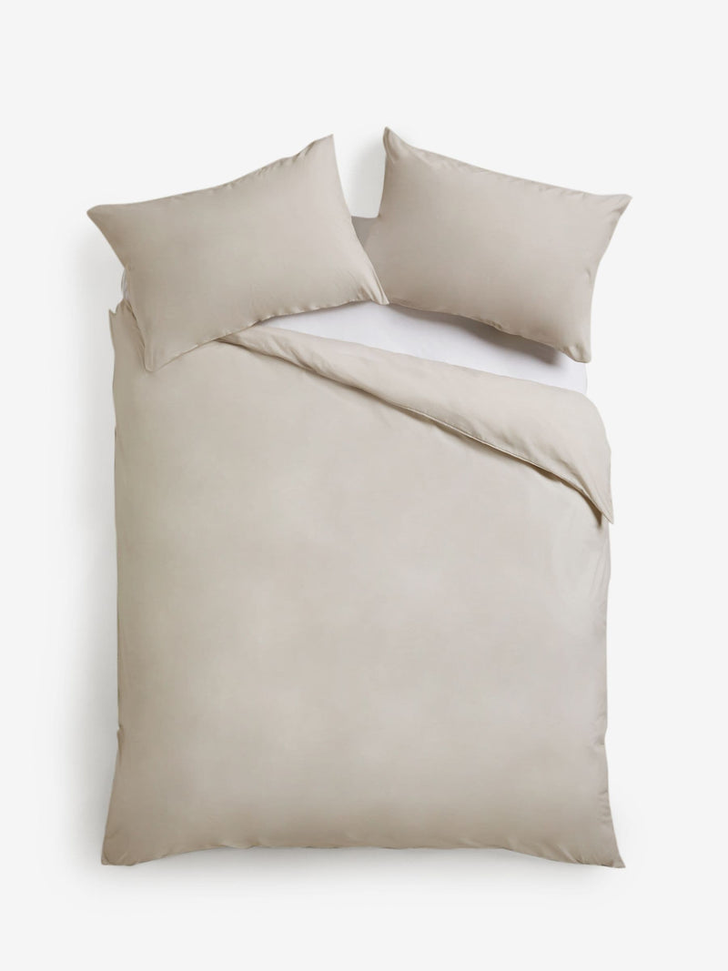 Natural easy care polycotton plain duvet cover and pillowcase set - British product