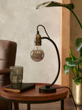Black Madison table lamp with retro globe bulb, UK version