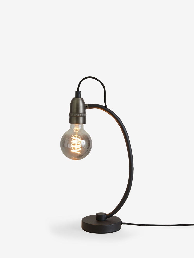 Black Madison table lamp with retro globe bulb, UK version