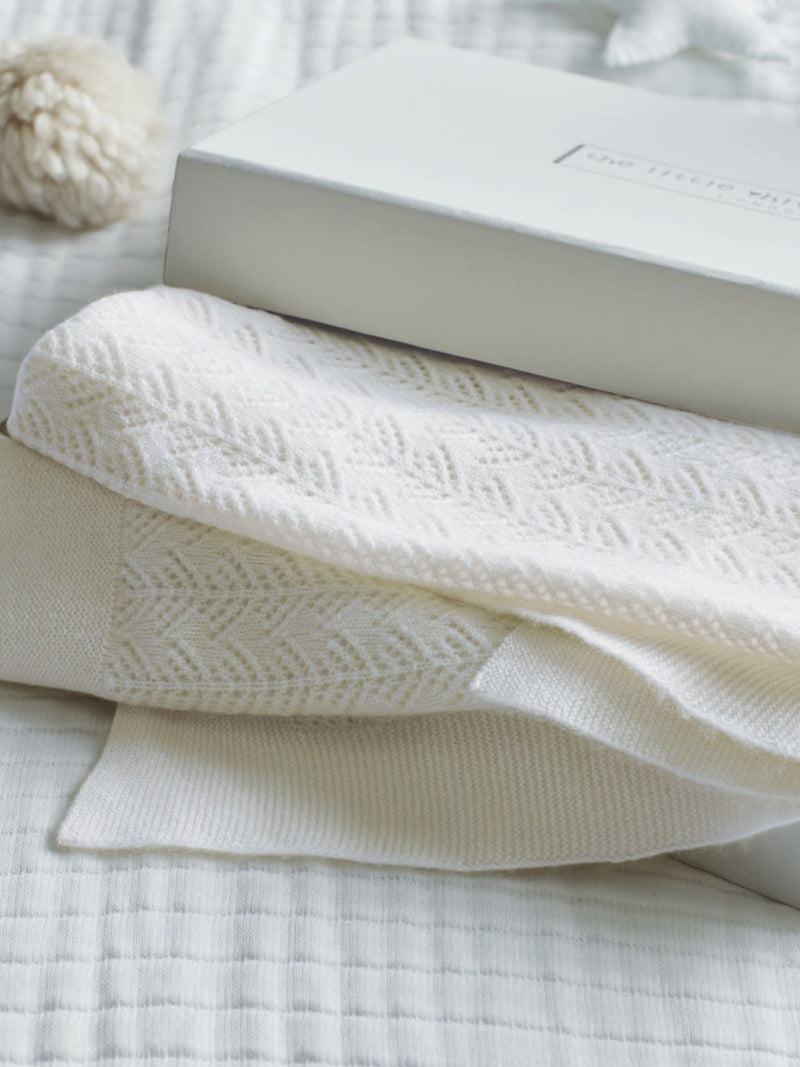 The White Company white cashmere christening blanket, UK version