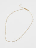 Oliver Bonas white pearl detail gold plated Mila chain necklace, UK version