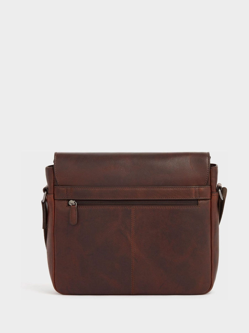 Osprey London chestnut brown saddle leather large messenger bag, imported from the UK