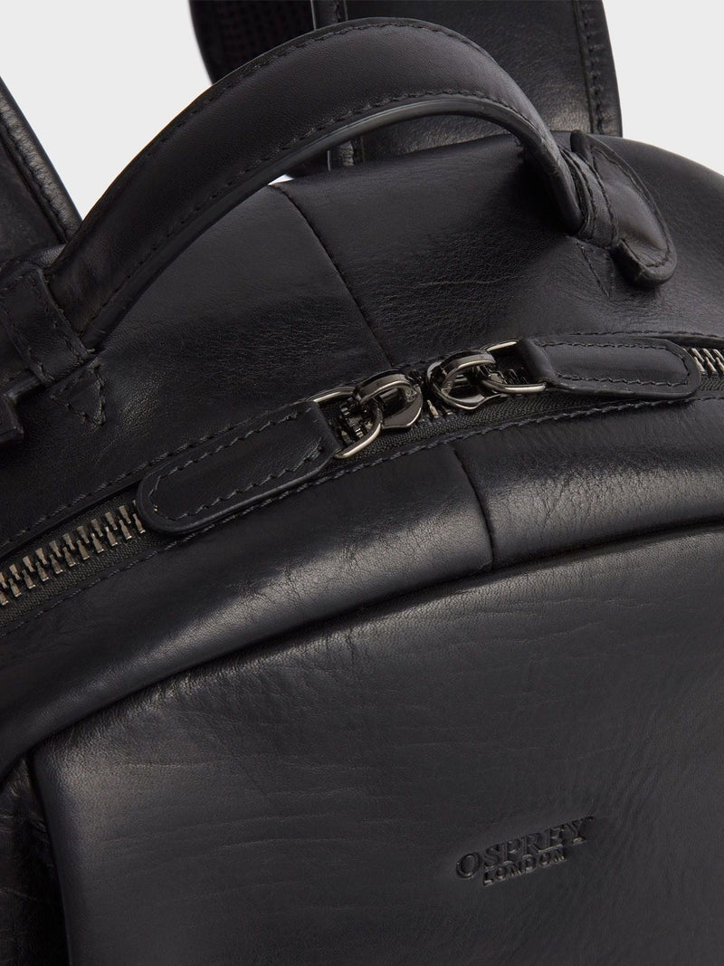 Osprey London black Carter saddle leather backpack - British product