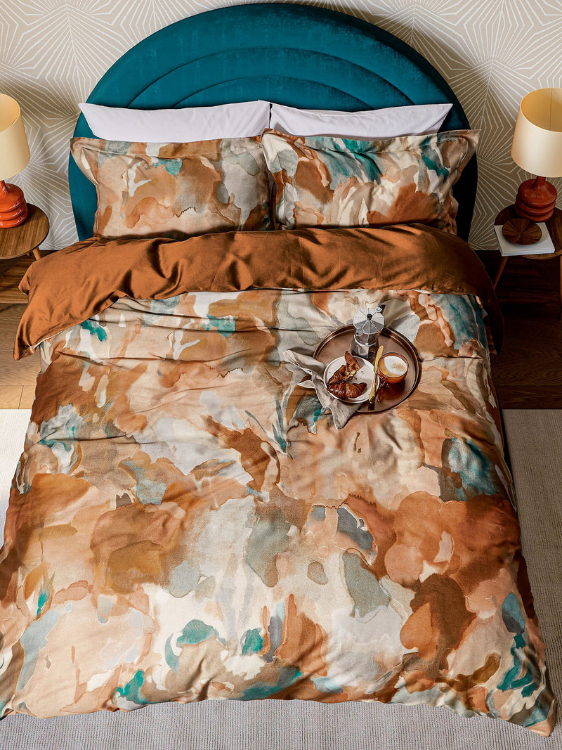 Harlequin Terracotta Foresta duvet cover and pillowcase set, UK version