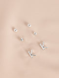 Silver tone initial stud earrings pack (British brand)