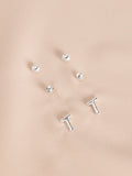 Silver tone initial stud earrings pack (British brand)