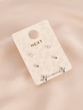 Silver tone initial stud earrings pack (British brand)