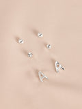 Silver tone initial stud earrings pack (British brand)
