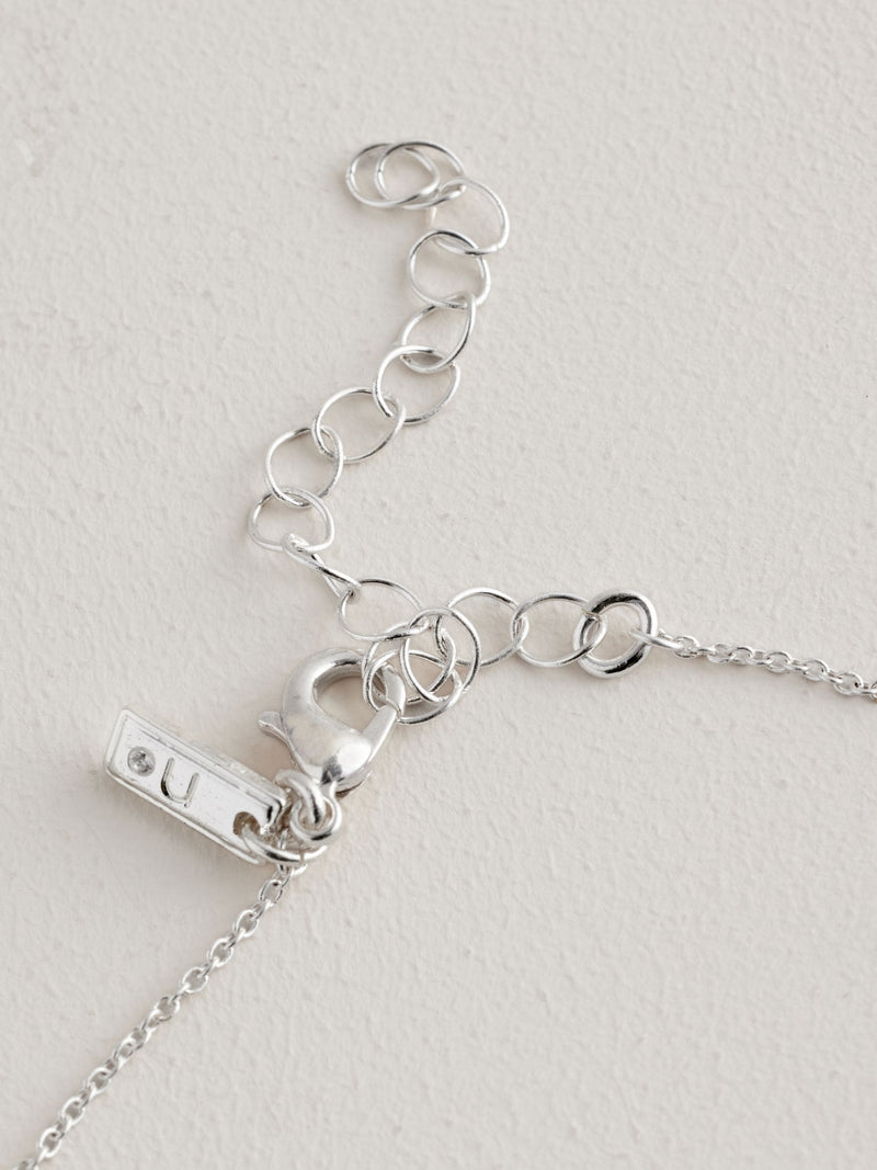 Heart necklace silver tone recycled brass cubic zirconia, imported from the UK