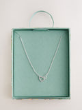 Heart necklace silver tone recycled brass cubic zirconia, imported from the UK