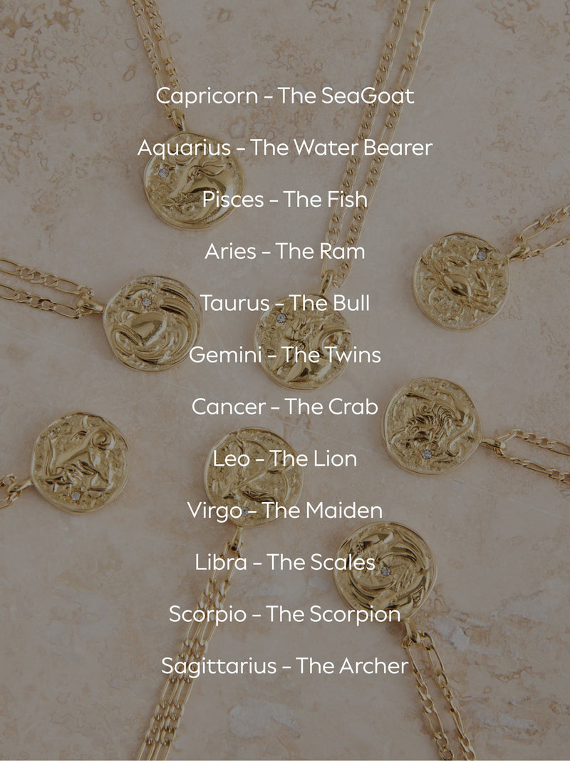 Gold tone waterproof stainless steel zodiac necklace, UK version
