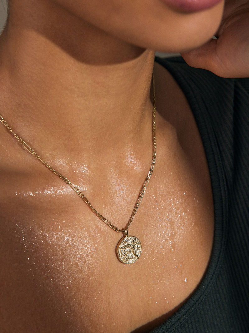 Gold tone waterproof stainless steel zodiac necklace, UK version