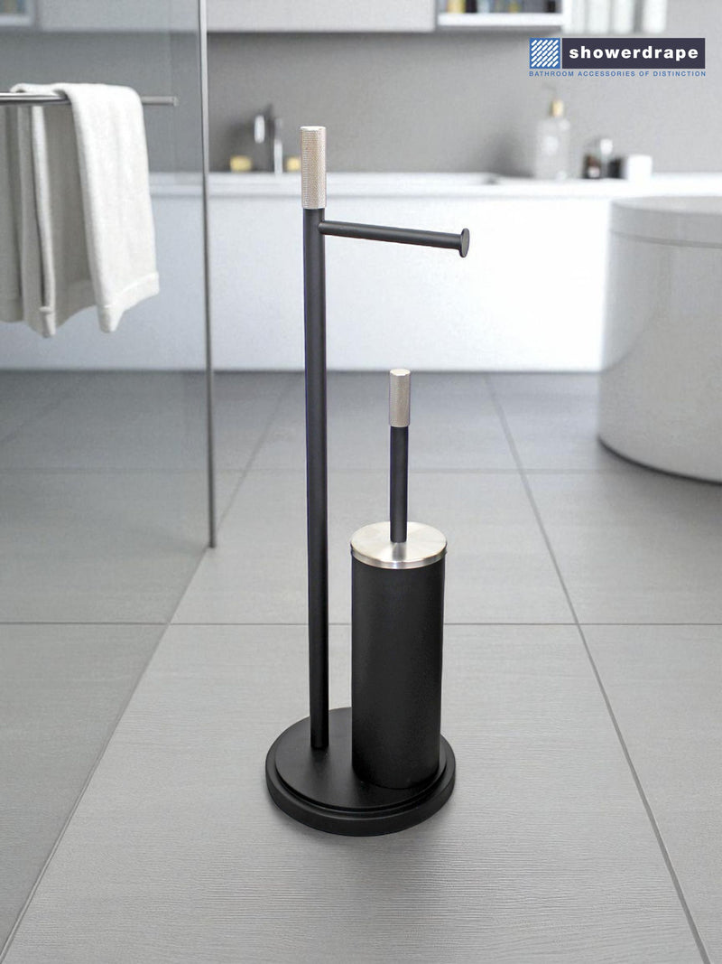 Showerdrape black toilet roll and brush combo - British product