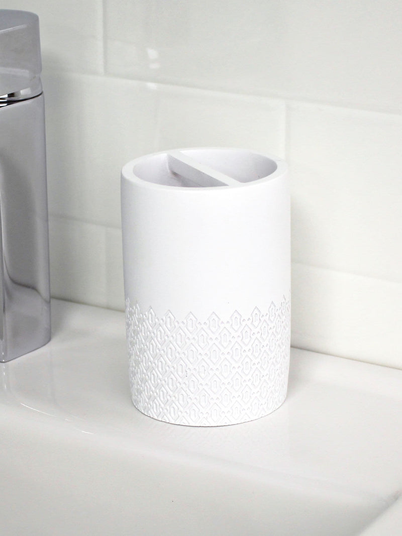 Showerdrape White Chantilly bathroom accessory set (British brand)