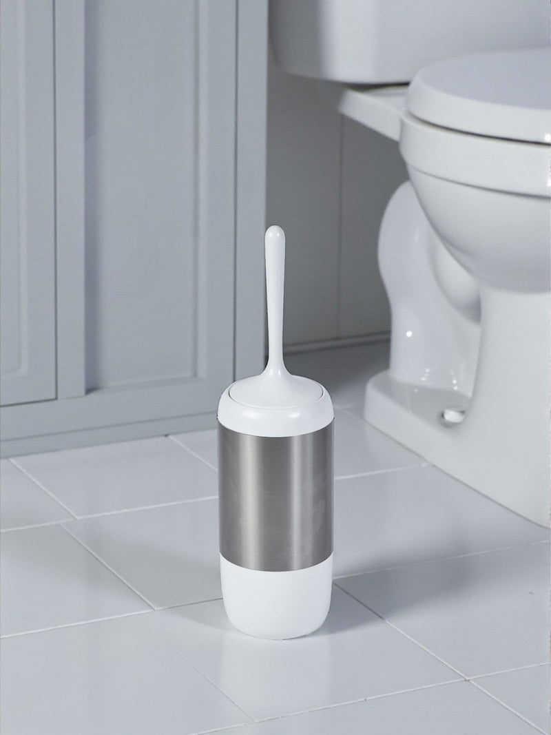 Showerdrape White Elite toilet brush set (British brand)