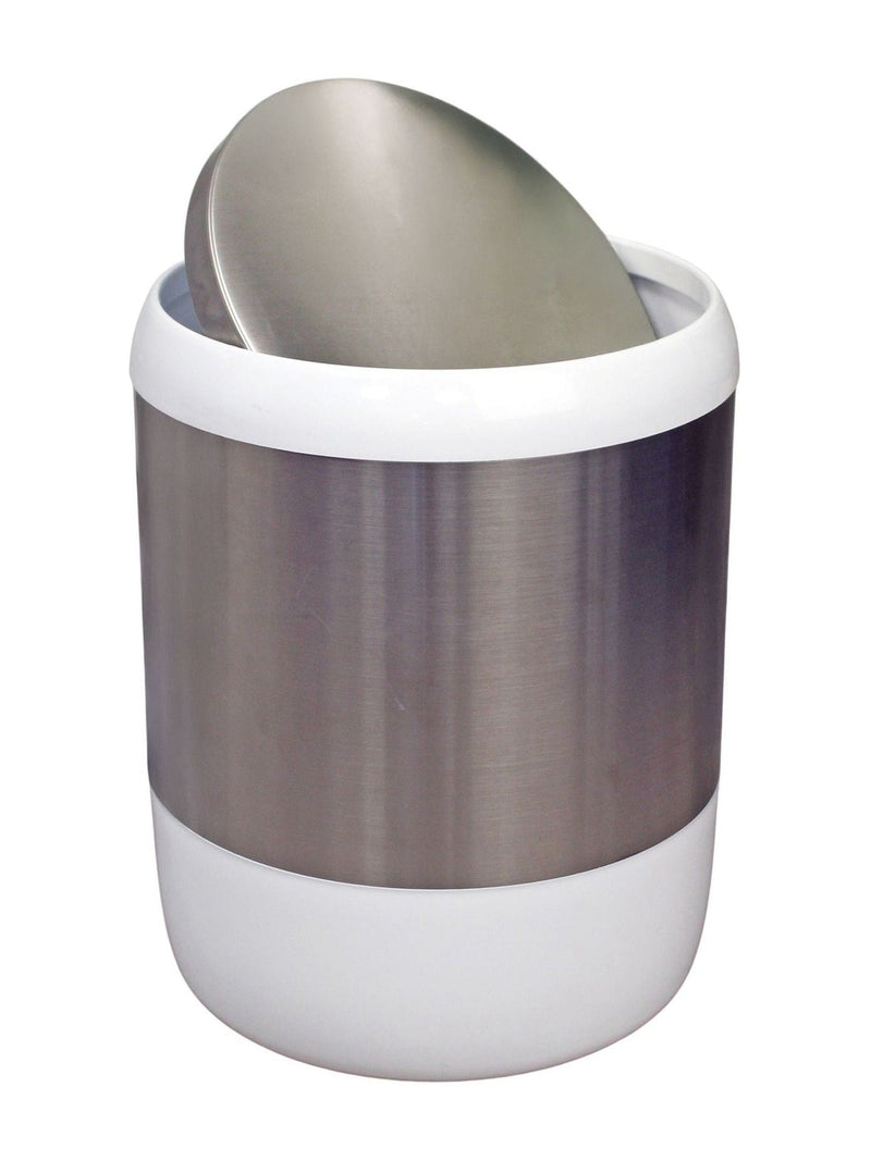 Showerdrape White Elite bathroom swing bin 6 litre (British brand)
