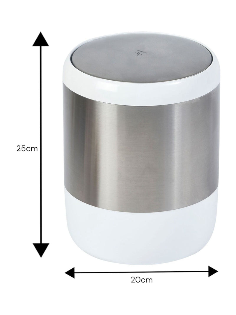 Showerdrape White Elite bathroom swing bin 6 litre (British brand)