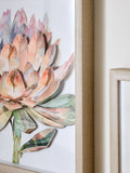 Pink 3D floral print Protea wall art set of 2 (British brand)