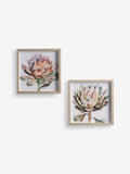Pink 3D floral print Protea wall art set of 2 (British brand)