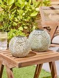Sage green solar filigree lanterns set of 2, imported from the UK