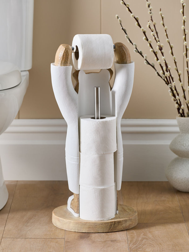 Natural Bertie Bear Toilet Roll Holder with Storage