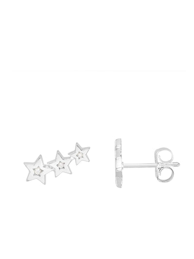 Next Estella Bartlett Silver Tone Cubic Zirconia Star Stud Crawler Earrings- Buy online at McGrocer