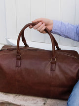 Next Jonnys Sister Personalised Secret Message Nuhide Brown Holdall with Matching Strap 56cm x 28cm x 29cm- Buy online at McGrocer
