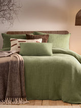 Next Yard Khaki Green Ribble Washed Cotton Duvet Cover and Pillowcase Set- Buy online at McGrocer